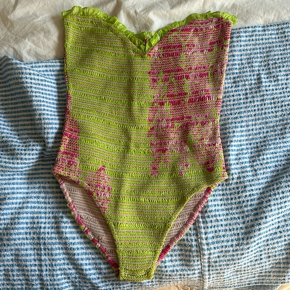 Rococo Sand Pink and Green One-Piece Swimsuit - Picture 1 of 2